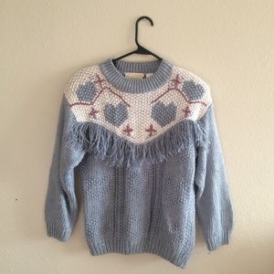 ✨80s cottagecore hearts & fringe sweater ✨